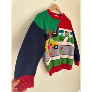 Cotton Salsa Sweaters Vintage Back to School Bus Teacher Novelty Knit Sweater -